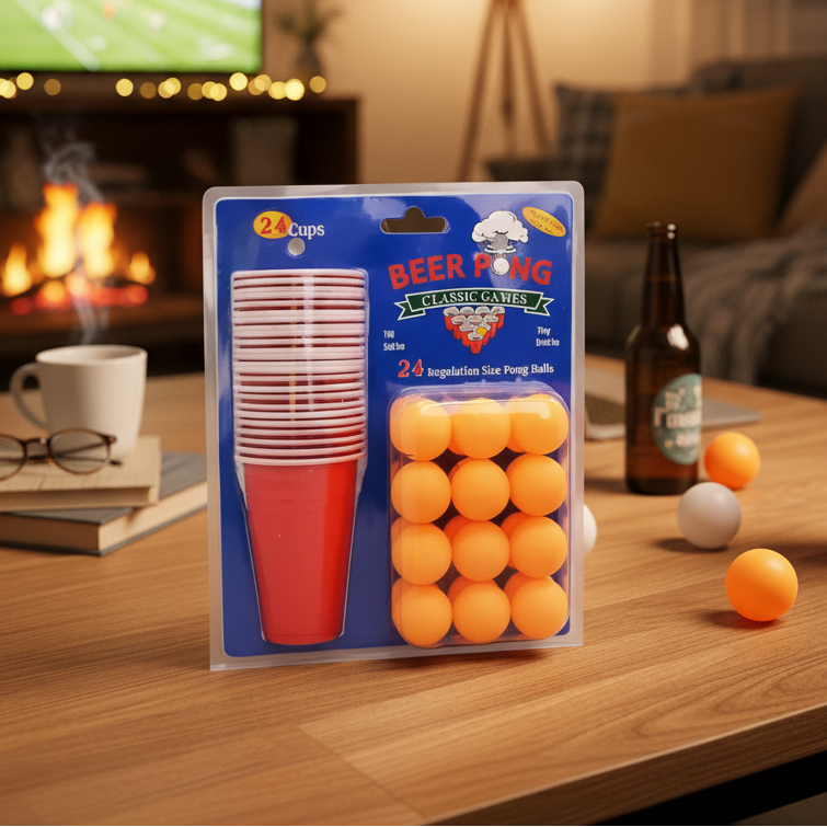 Beer Pong Game Set (24 Red Cup & 24 Balls)