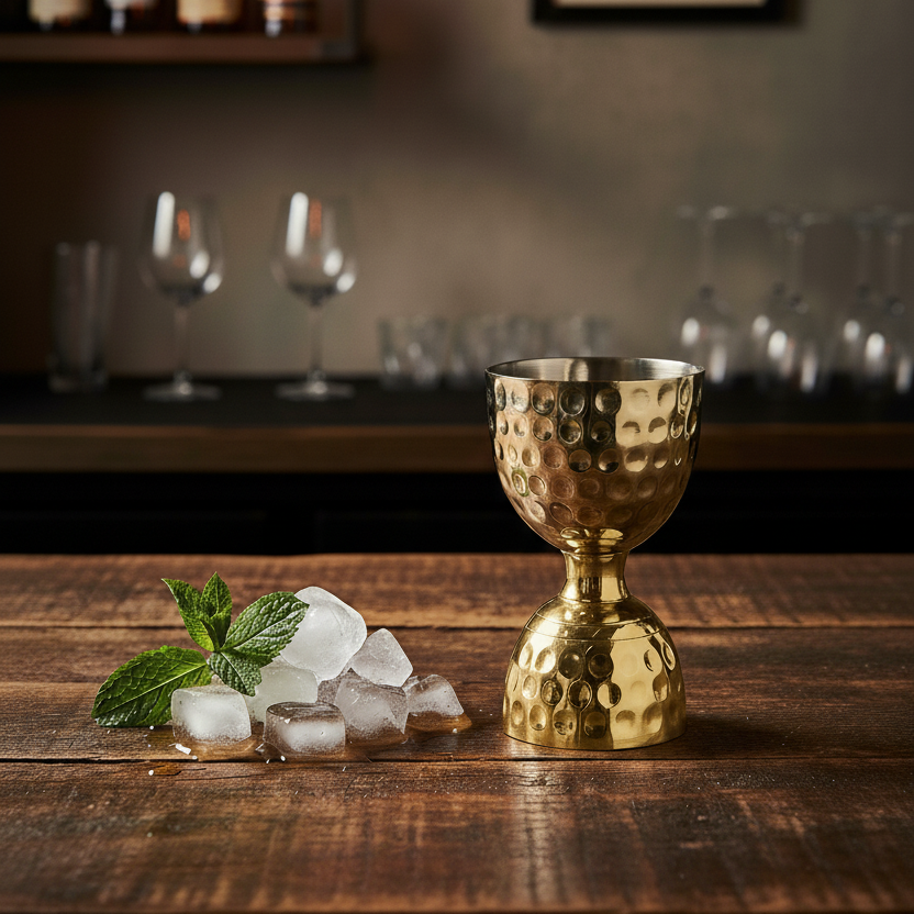 Gold Plated Hammered Leopold Jigger