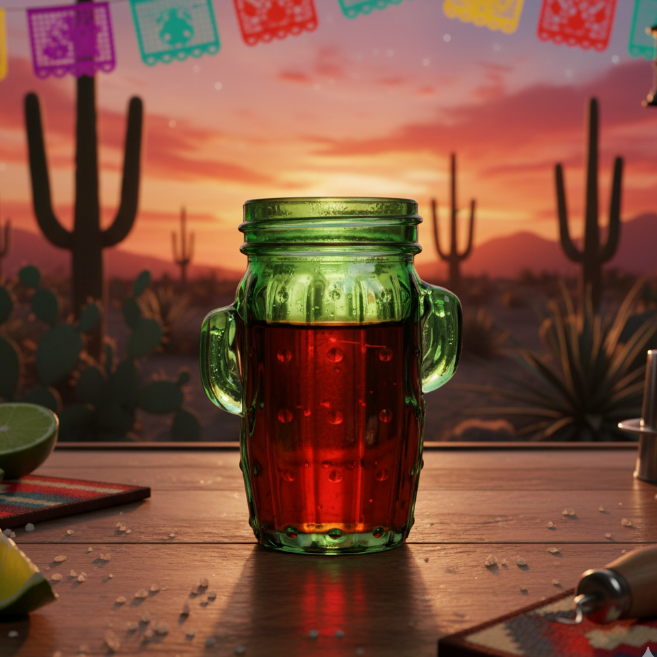 Green Cactus Shaped Shots Bottle 90ML