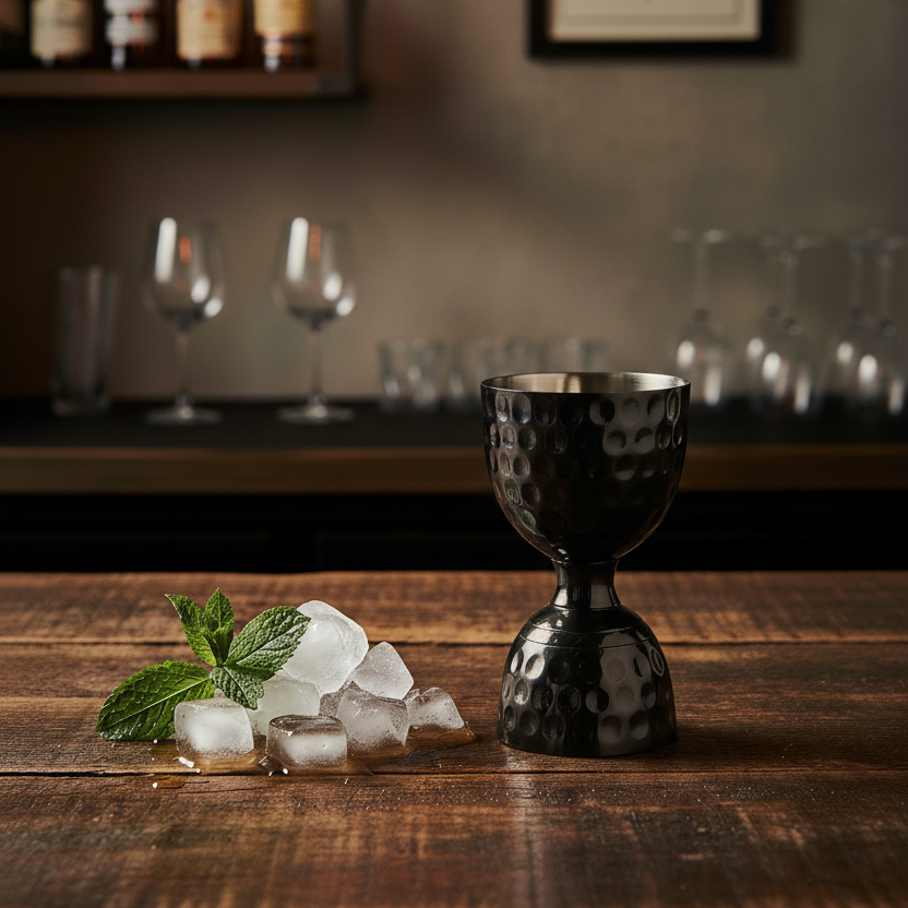 Black Plated Hammered Leopold Jigger