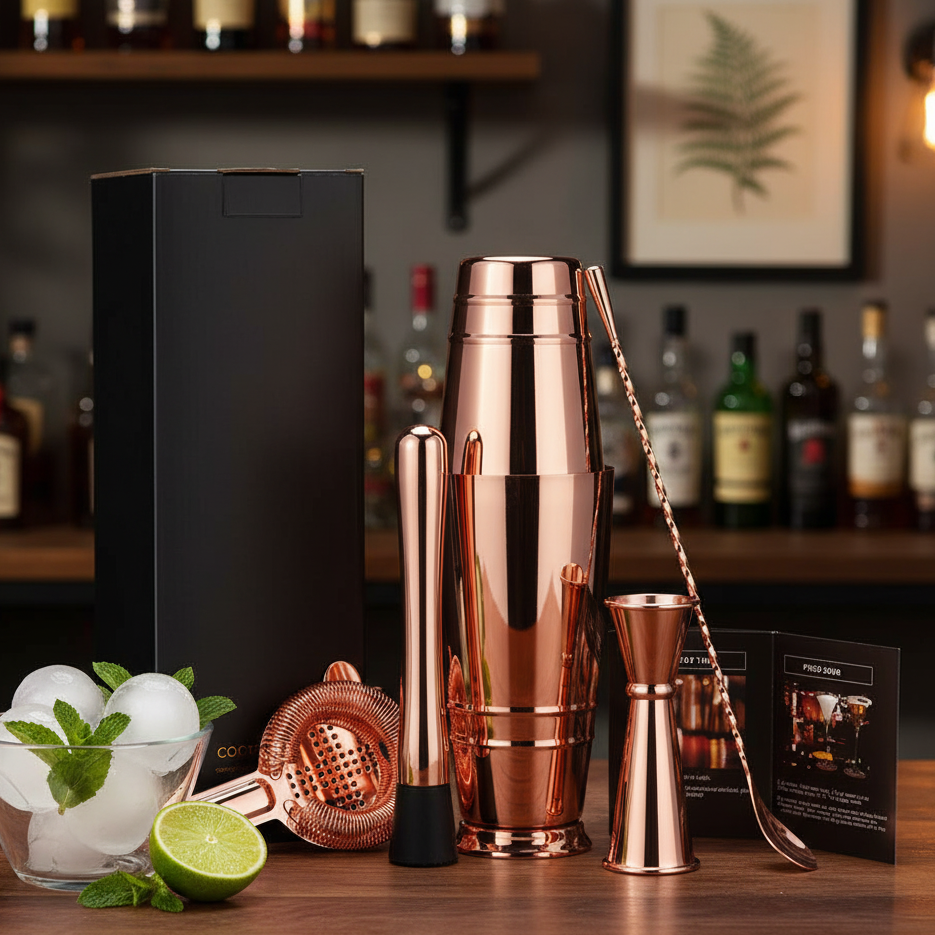 Copper Plated 5 Pcs Cocktail Set