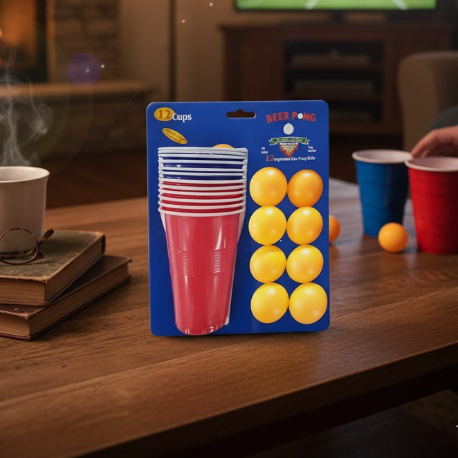 Beer Pong Game Set (6 Red Cup + 6 Blue Cup & 8 Balls)