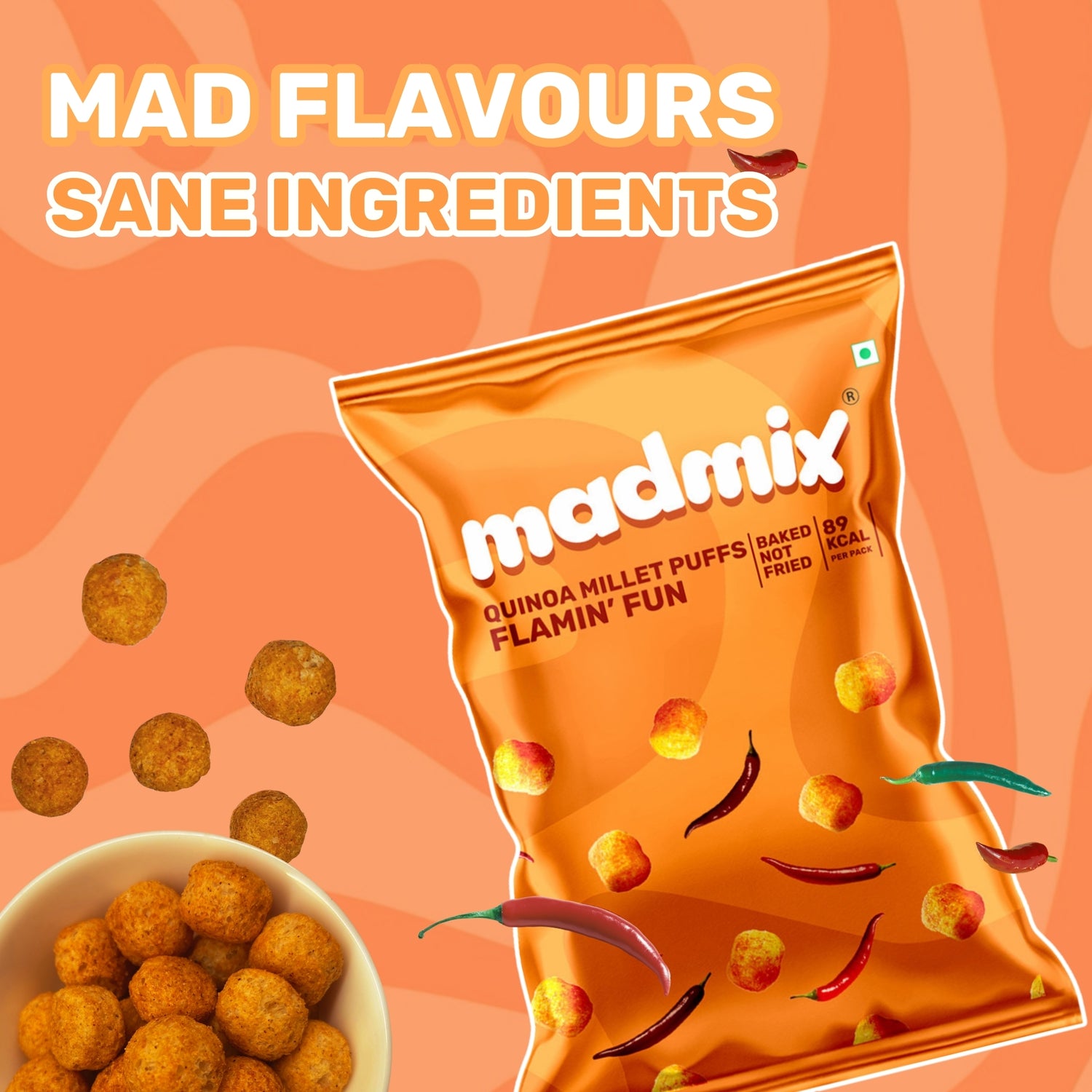 Quinoa Millet Puffs Flamin Fun